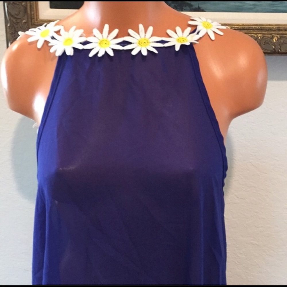 Royal Blue DRESS with Daisy Neckline